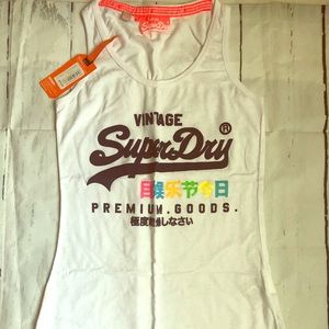 White Superdry racer back tank XS